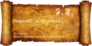 Hegedűs Miletta névjegykártya